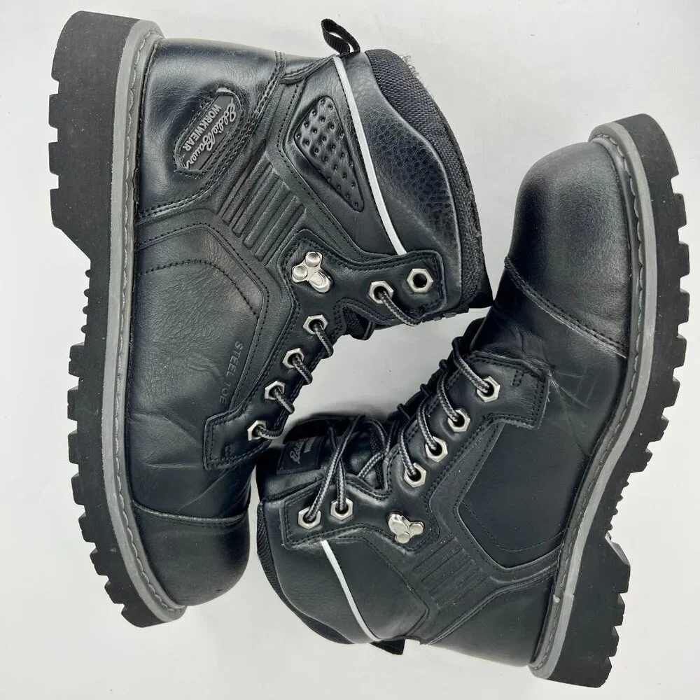 Eddie Bauer Mens Bellingham Black Steel Toe Lace Up Ankle Size 9.5 M Work Boots